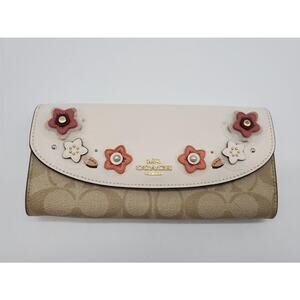 Coach F73376 Slim Envelope Wallet in Signature Canvas with Floral Applique